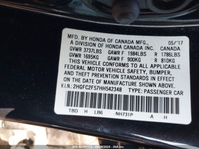 2HGFC2F57HH542348 Honda Civic Lx