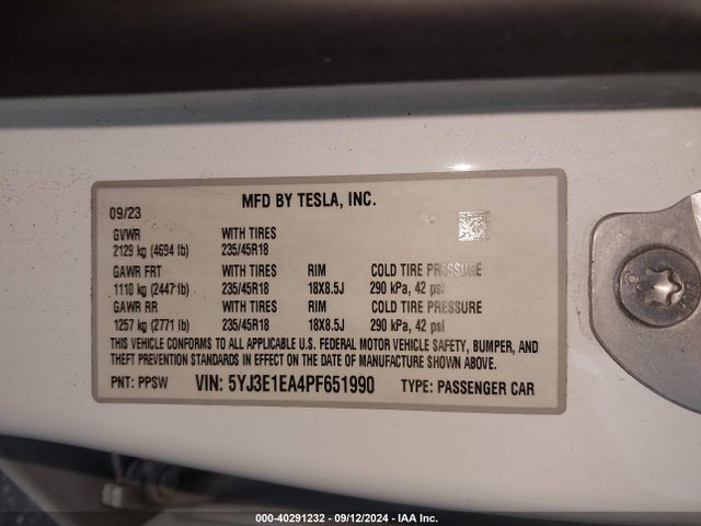 2023 TESLA MODEL 3 5YJ3E1EA4PF651990 Photo 8