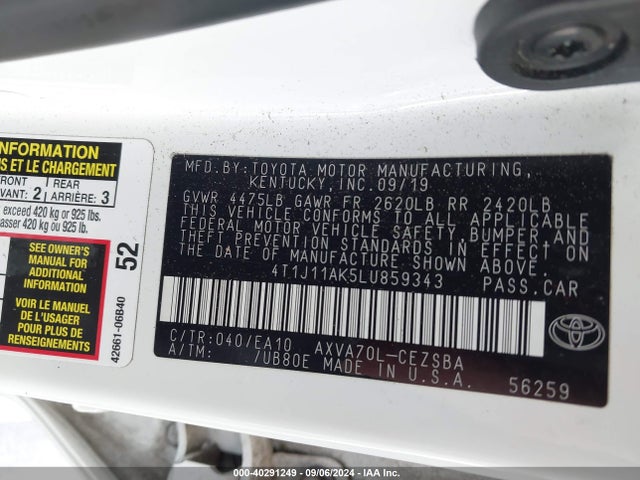4T1J11AK5LU859343 Toyota CAMRY SE