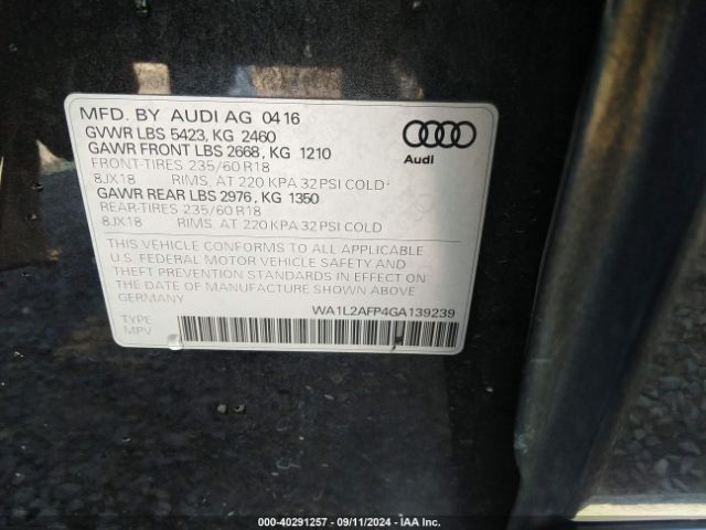WA1L2AFP4GA139239 Audi Q5 2.0t Premium
