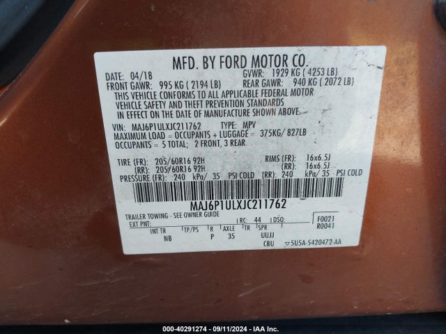 Ford Ecosport Se 2018 MAJ6P1ULXJC211762 Image 9