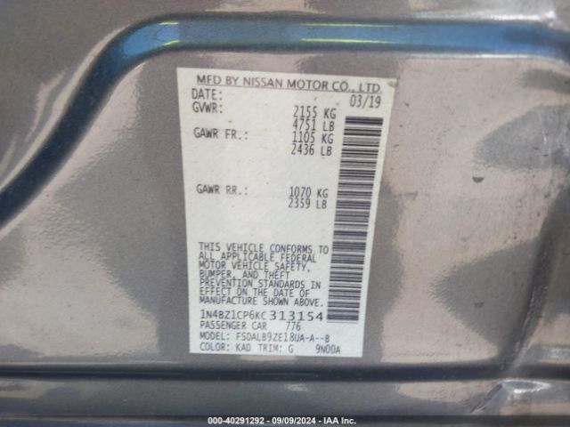 1N4BZ1CP6KC313154 Nissan Leaf S Plus