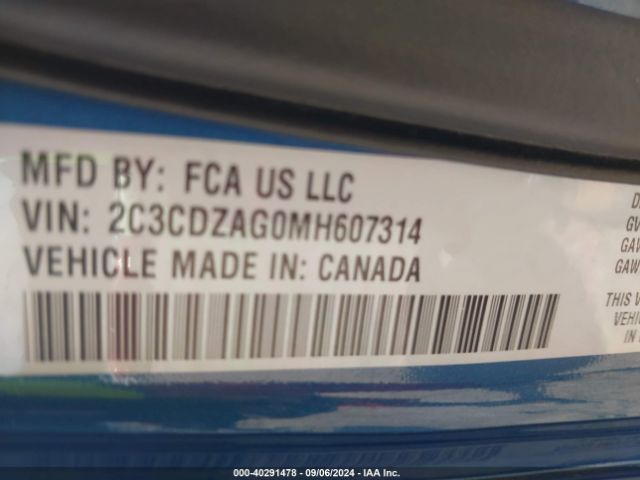 2C3CDZAG0MH607314 Dodge Challenger Sxt