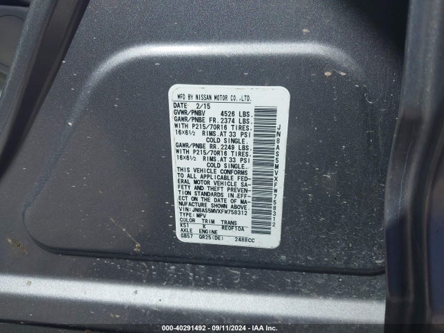 Nissan Rogue Select S 2015 JN8AS5MVXFW758312 Image 9