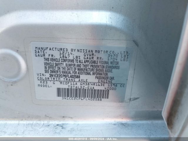 3N1CE2CP6FL402588 Nissan Versa Note S (sr)/s Plus/sl/sr/sv