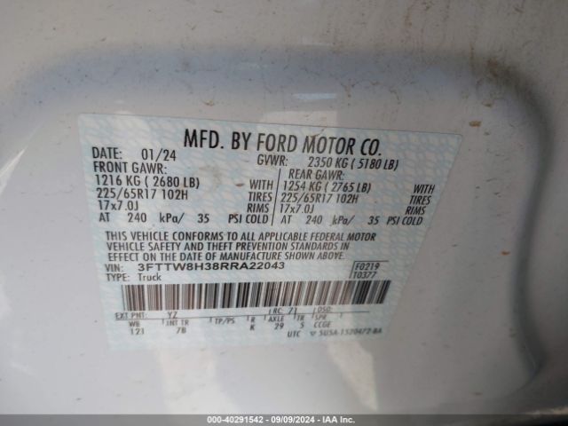 3FTTW8H38RRA22043 Ford Maverick Xlt