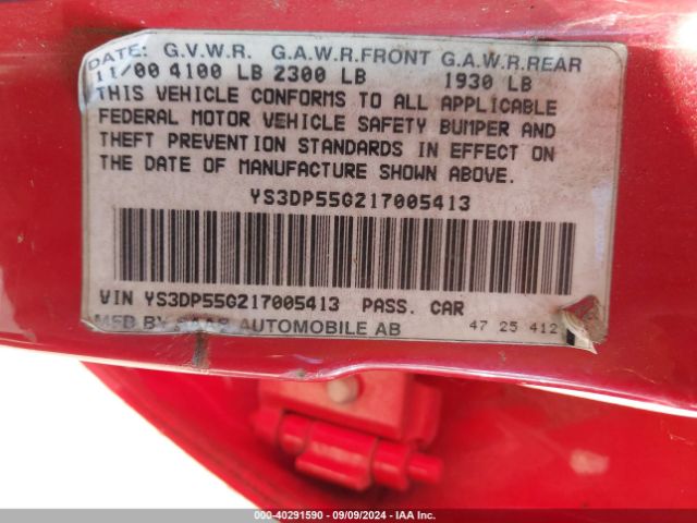 2001 SAAB 9-3 YS3DP55G217005413 Photo 8