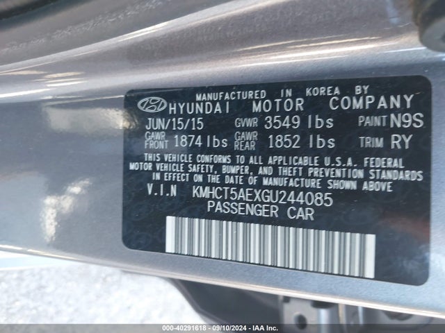 Hyundai ACCENT SE 2016 KMHCT5AEXGU244085 Image 9