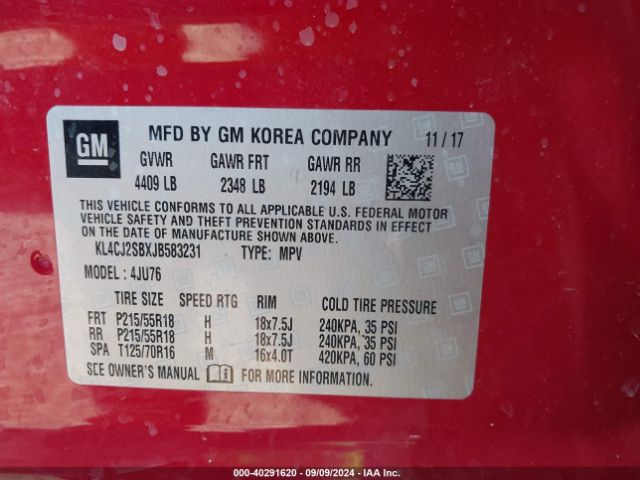 KL4CJ2SBXJB583231 Buick Encore Sport Touring