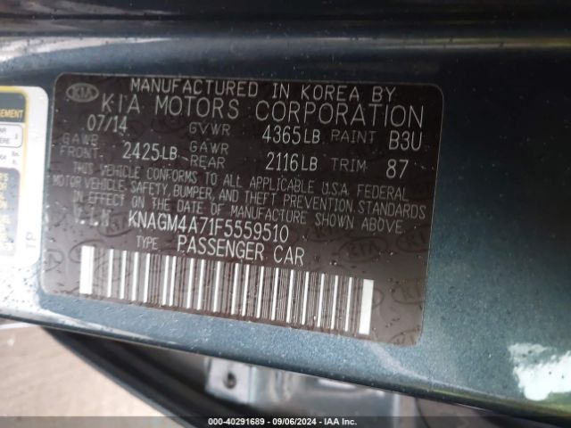 KNAGM4A71F5559510 KIA Optima Lx