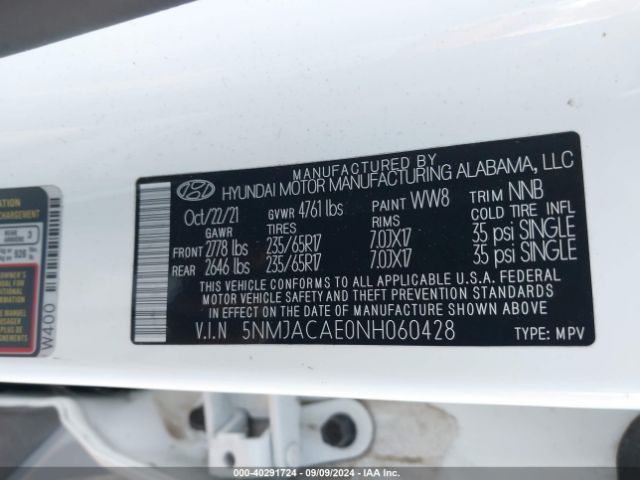 5NMJACAE0NH060428 Hyundai TUCSON SE