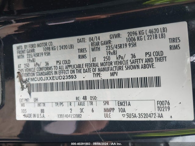 Ford Escape Titanium 2014 1FMCU0JXXEUD23593 Image 9
