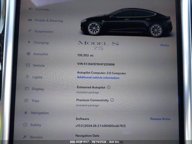 2017 TESLA MODEL S 5YJSA1E10HF225898 Photo 6