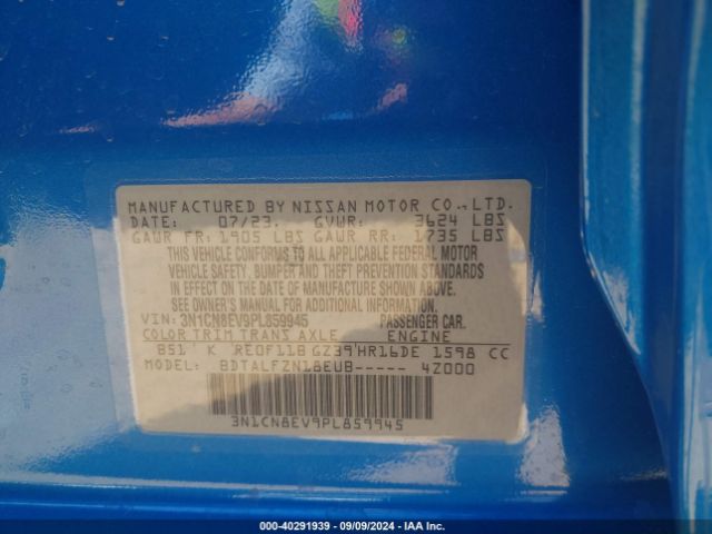 3N1CN8EV9PL859945 Nissan Versa 1.6 Sv Xtronic Cvt