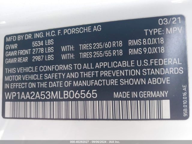 WP1AA2A53MLB06565 Porsche Macan