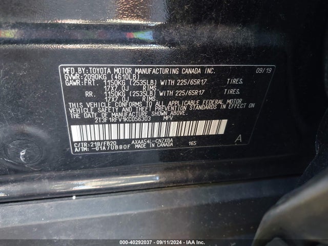 Toyota RAV4 LE 2019 2T3F1RFV1KC056303 Image 9