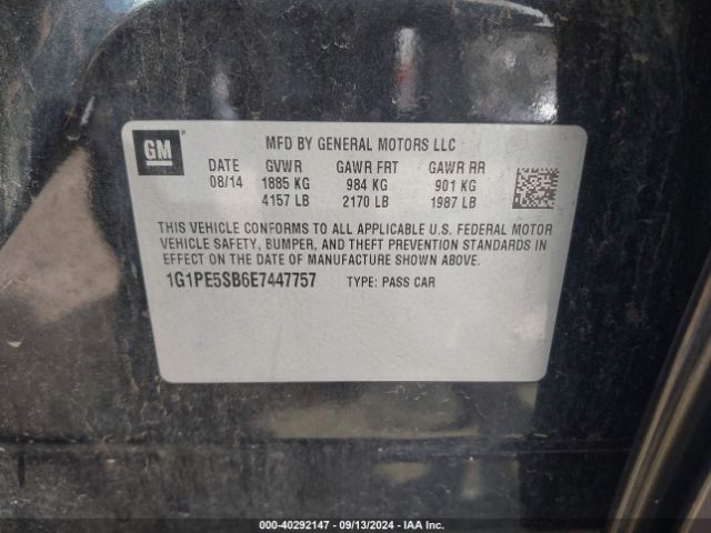 1G1PE5SB6E7447757 Chevrolet Cruze 2lt Auto