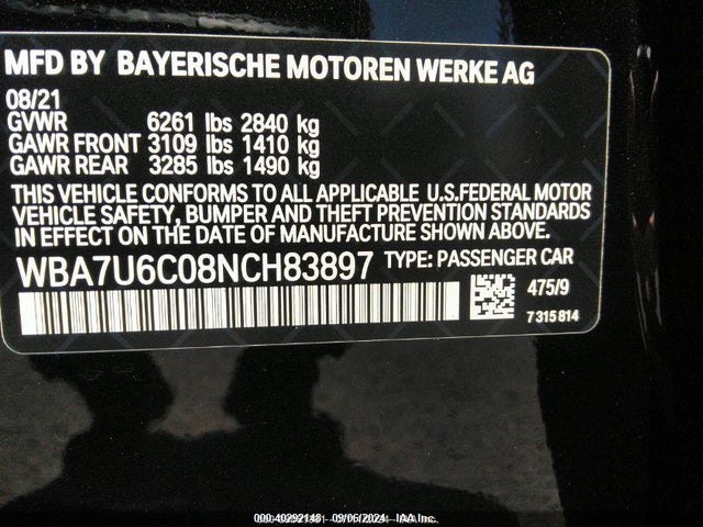 BMW M760i Xdrive 2022 WBA7U6C08NCH83897 Image 9