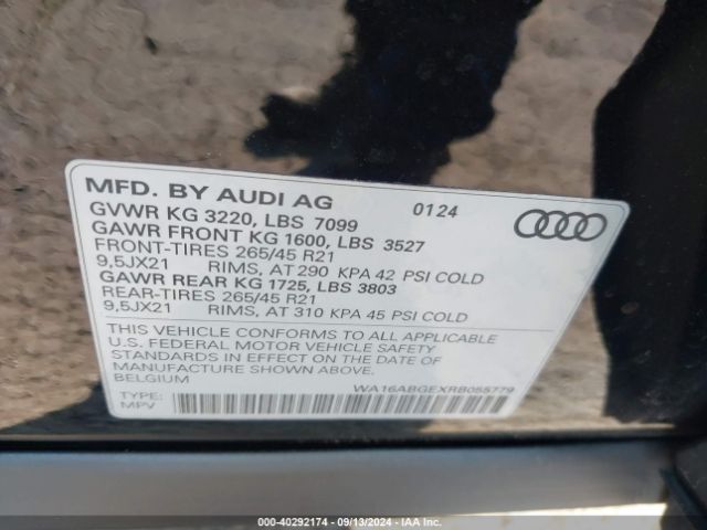 WA16ABGEXRB055779 Audi Q8 E-tron Prestige Quattro