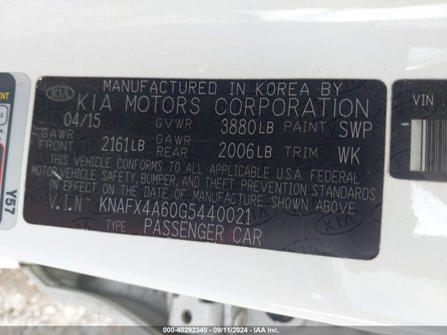 KIA FORTE LX 2016 KNAFX4A60G5440021 Image 9