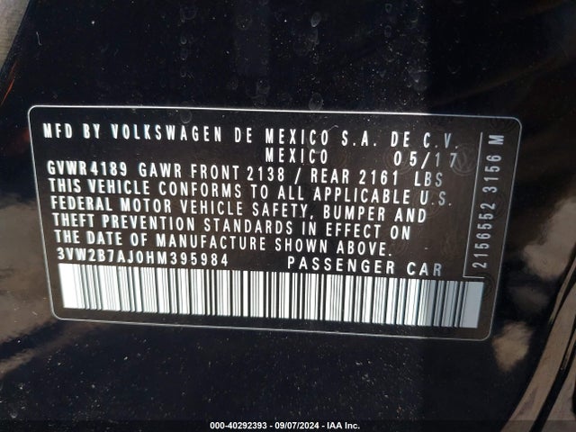 3VW2B7AJ0HM395984 Volkswagen Jetta 1.4t S
