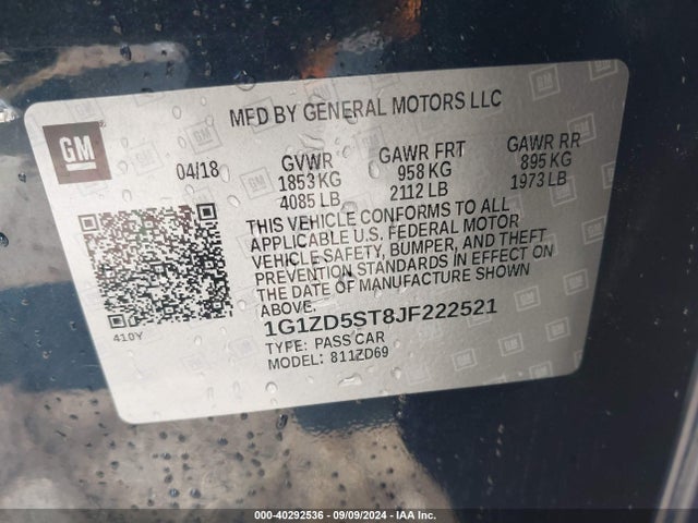 1G1ZD5ST8JF222521 Chevrolet MALIBU LT