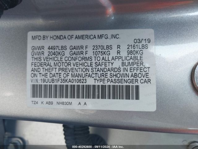 19UUB1F35KA010623 Acura Tlx Standard