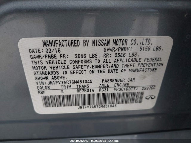 JN1FV7AR7GM451045 Infiniti Q50 3.0t Red Sport 400