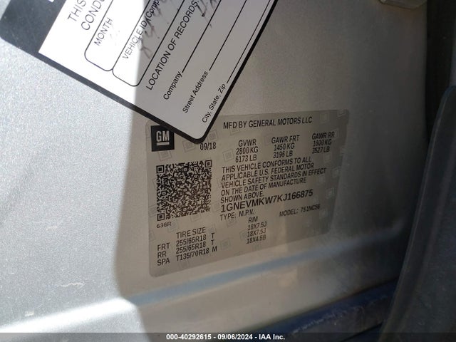Chevrolet Traverse 2fl 2019 1GNEVMKW7KJ166875 Image 9