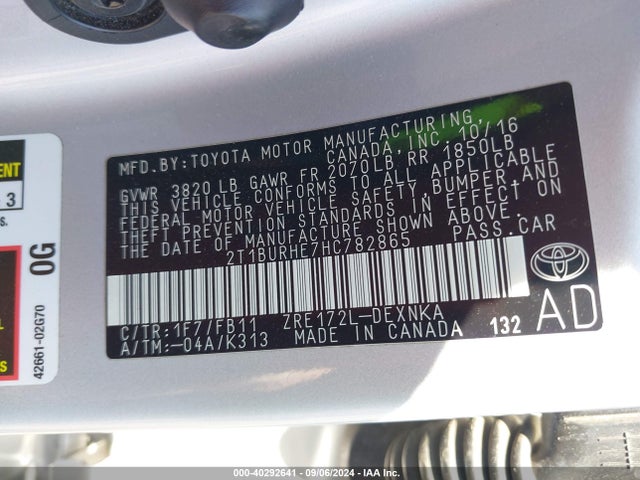 Toyota COROLLA LE 2017 2T1BURHE7HC782865 Image 9