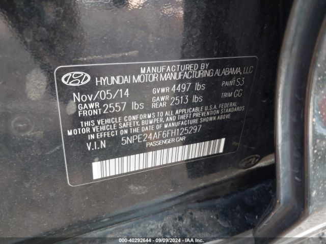 5NPE24AF6FH125297 Hyundai SONATA SE