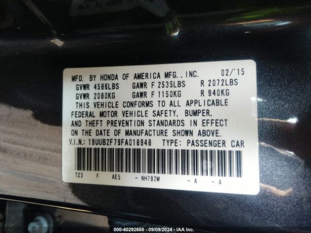 19UUB2F79FA018948 Acura Tlx V6 Advance