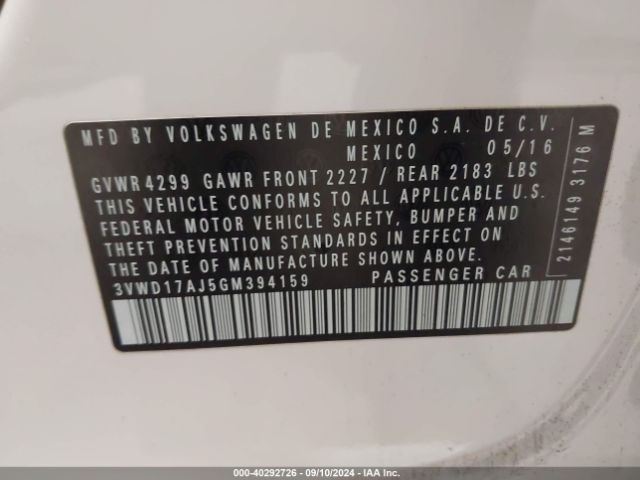 3VWD17AJ5GM394159 Volkswagen Jetta 1.8t Sport