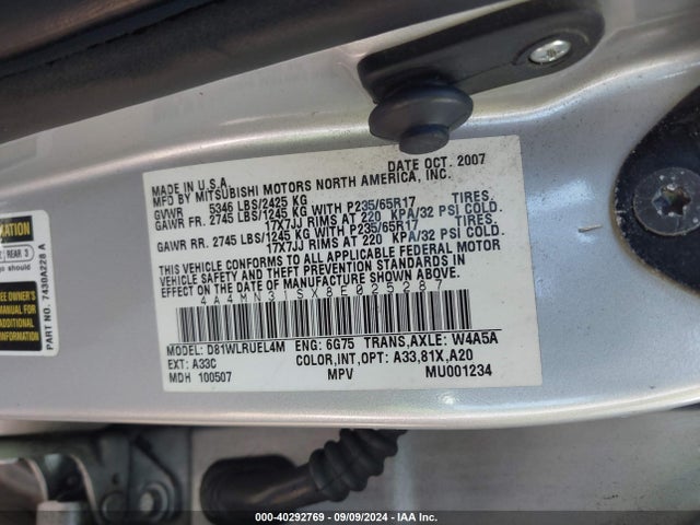 2008 MITSUBISHI ENDEAVOR 4A4MN31SX8E025287 Photo 8