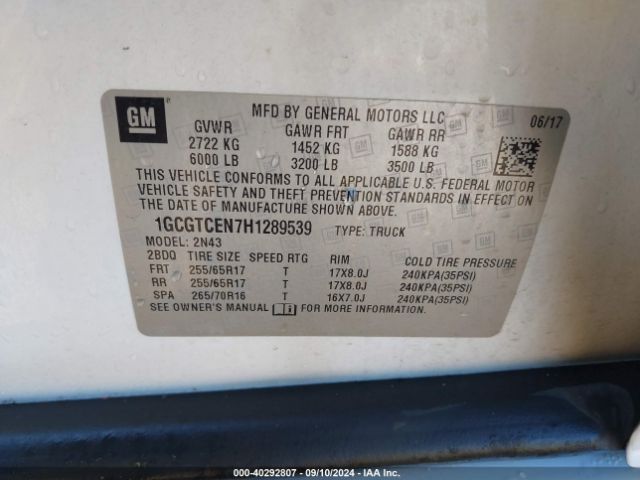 1GCGTCEN7H1289539 Chevrolet Colorado Lt