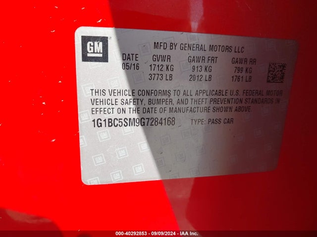 Chevrolet Cruze Ls Auto 2016 1G1BC5SM9G7284168 Image 9