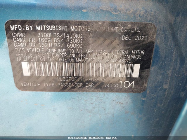 2022 MITSUBISHI MIRAGE G4 ML32FUFJ7NHF03599 Photo 8