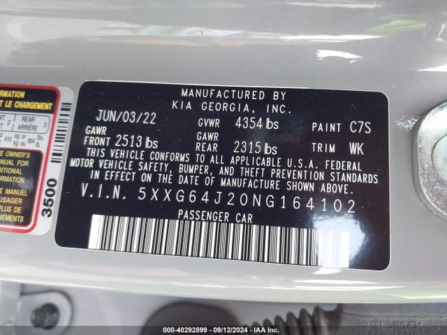 KIA K5 Gt-line 2022 5XXG64J20NG164102 Image 9