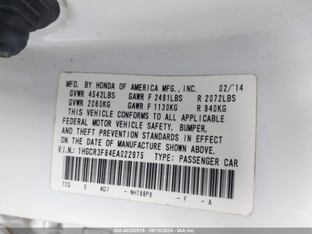 1HGCR3F84EA022975 Honda Accord Ex-l V-6