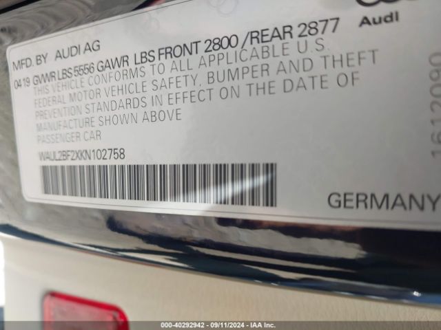 WAUL2BF2XKN102758 Audi A6 55 Premium