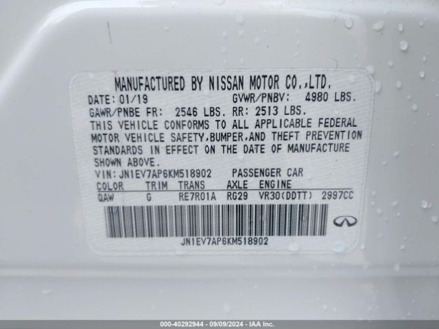 JN1EV7AP6KM518902 Infiniti Q50 3.0t Luxe