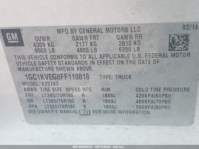 1GC1KVEG8FF110818 Chevrolet Silverado 2500hd Lt