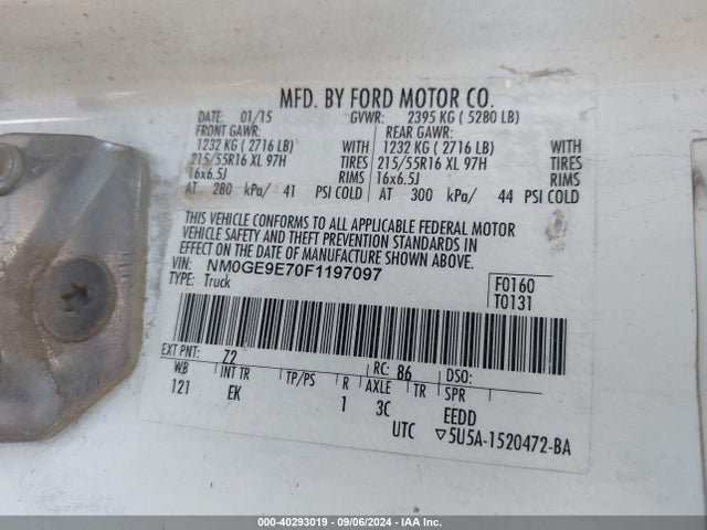 NM0GE9E70F1197097 Ford Transit Connect Xl