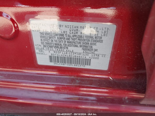 Nissan Versa 1.6 Sr 2024 3N1CN8FV0RL881270 Image 9