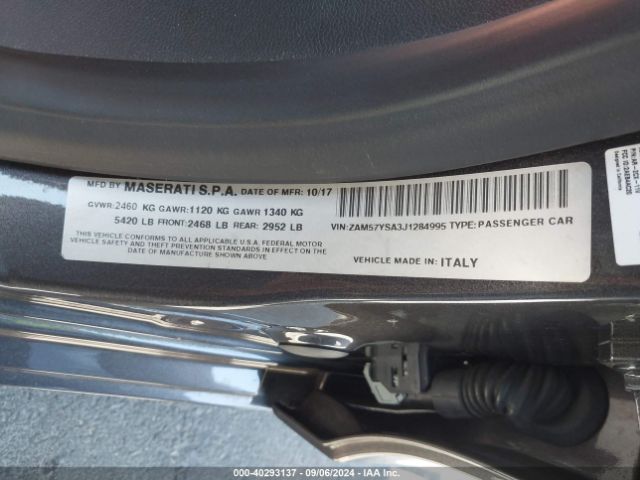 ZAM57YSA3J1284995 Maserati GHIBLI S