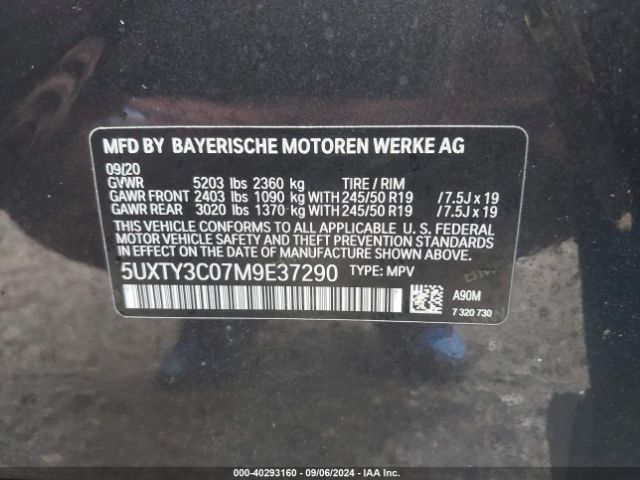 5UXTY3C07M9E37290 BMW X3 Sdrive30i