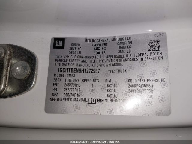 1GCHTBEN8H1272957 Chevrolet Colorado Wt