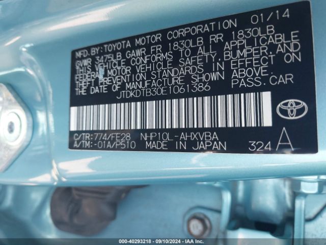 JTDKDTB30E1061386 Toyota Prius C One