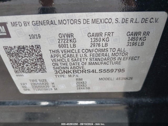 Chevrolet Blazer Fwd 3lt 2020 3GNKBDRS4LS559795 Image 9