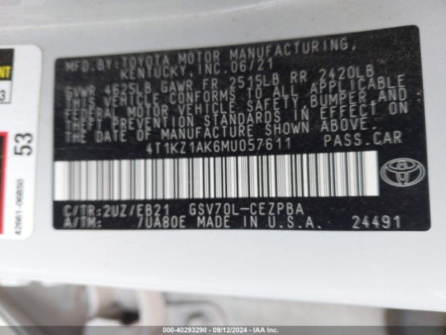 4T1KZ1AK6MU057611 Toyota CAMRY TRD